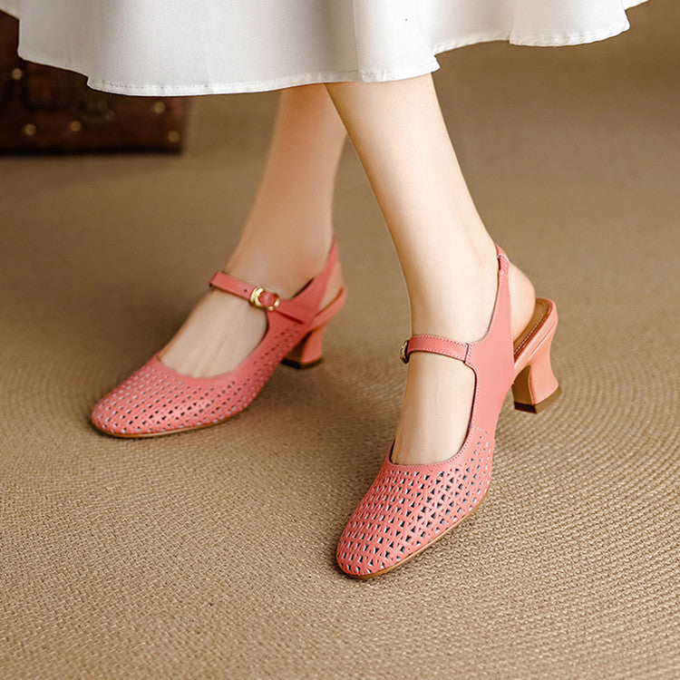 Georgina | Genuine Leather Slingback Low Heels