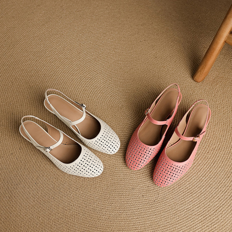 Georgina | Genuine Leather Slingback Low Heels
