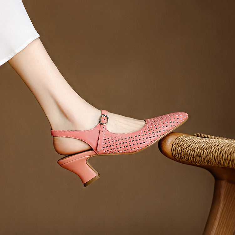 Georgina | Genuine Leather Slingback Low Heels