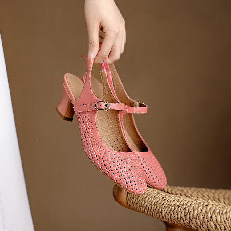 Georgina | Genuine Leather Slingback Low Heels