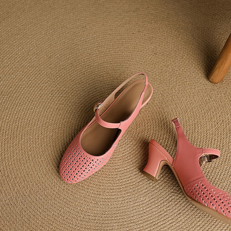 Georgina | Genuine Leather Slingback Low Heels