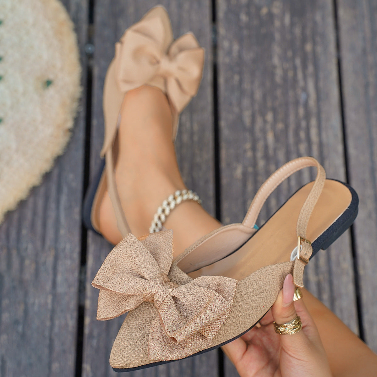 Gianna | Pointed Toe Bow Slingback Flats