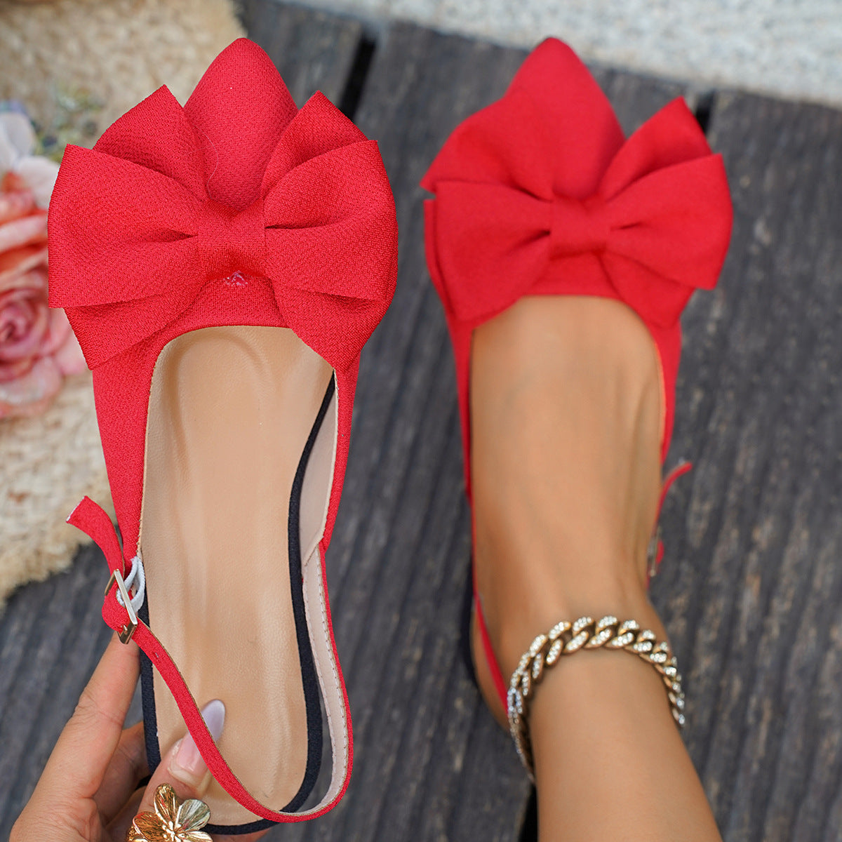 Gianna | Pointed Toe Bow Slingback Flats