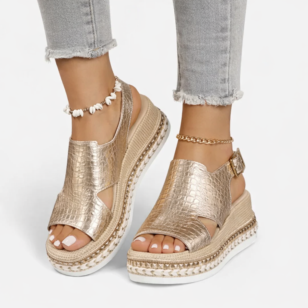 Gladys metallic espadrille wedge sandals - color Gold 1