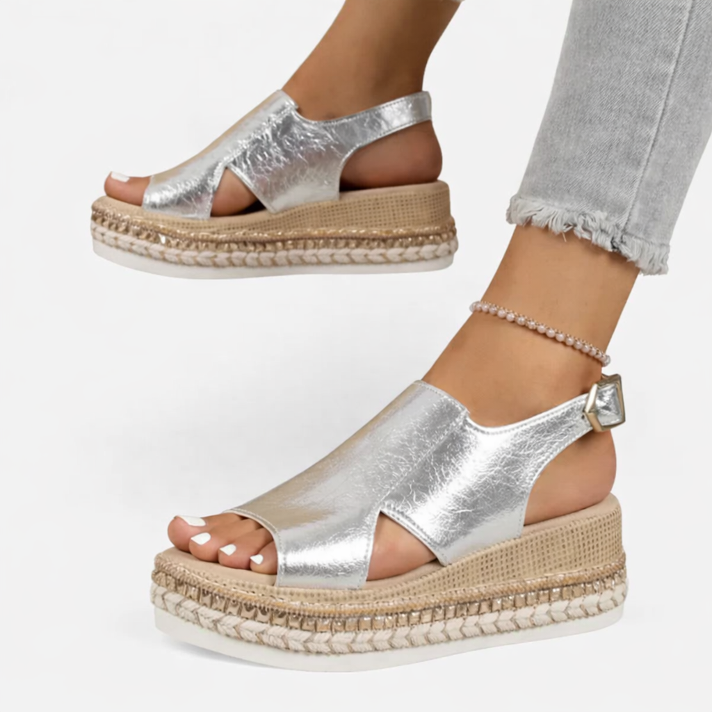 Gladys metallic espadrille wedge sandals - color Silver 2