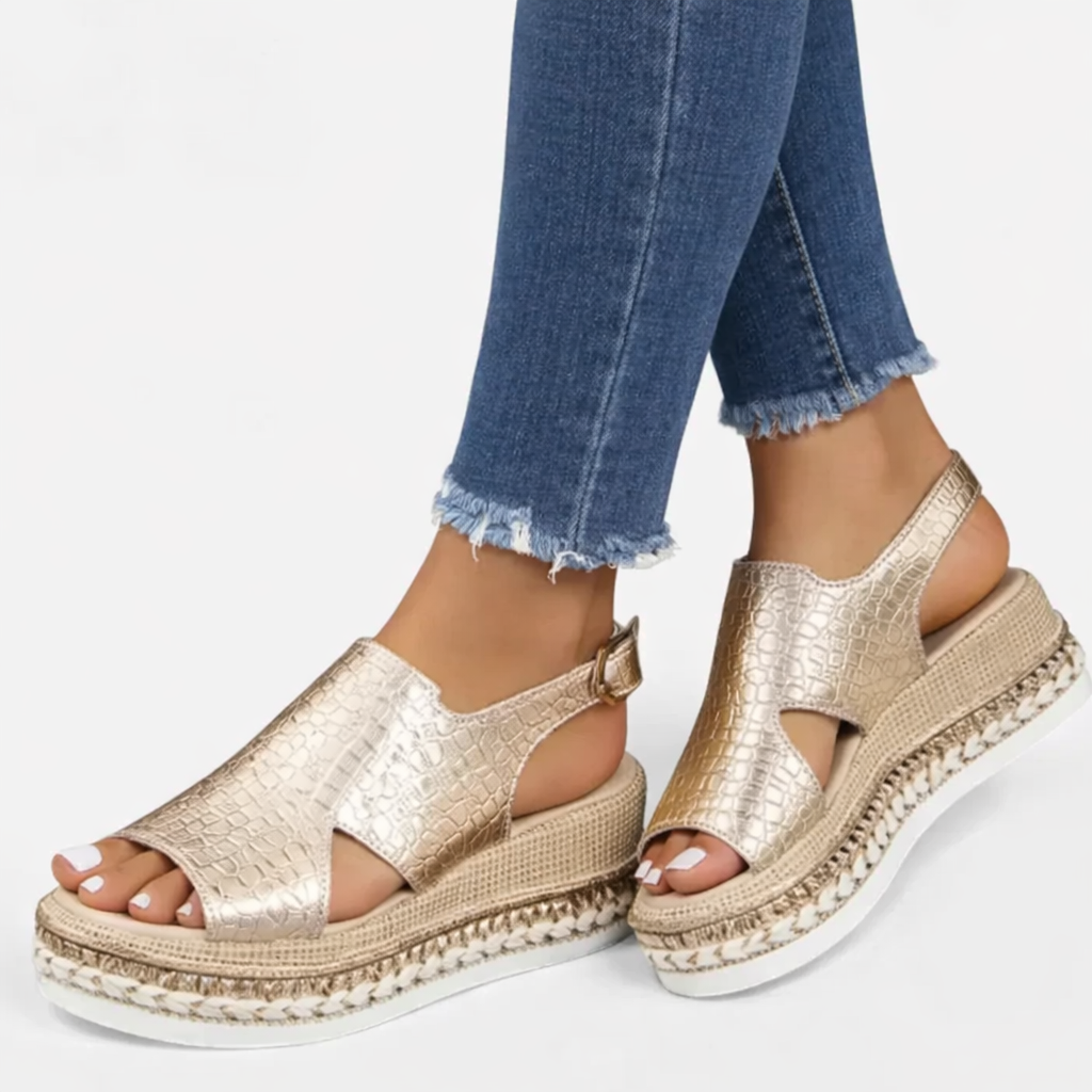 Gladys metallic espadrille wedge sandals - color Gold 2