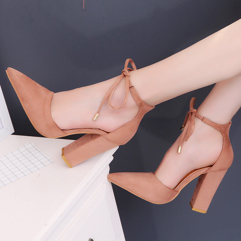 Grazia | Pointed Toe Ankle Strap Block Heel Pumps