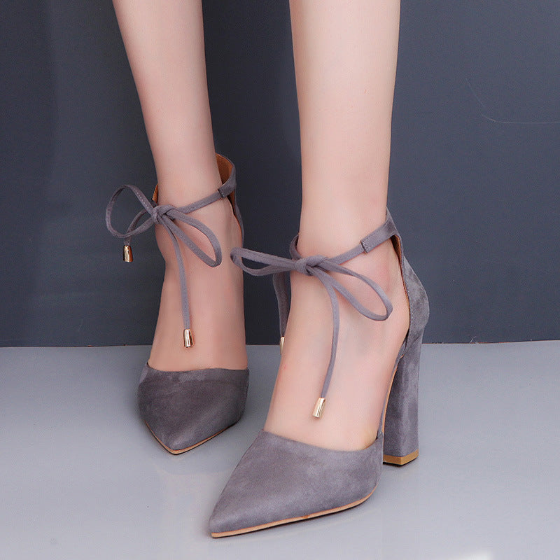 Grazia | Pointed Toe Ankle Strap Block Heel Pumps