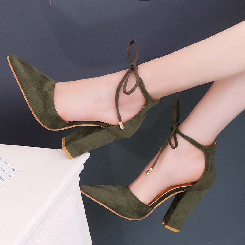 Grazia | Pointed Toe Ankle Strap Block Heel Pumps