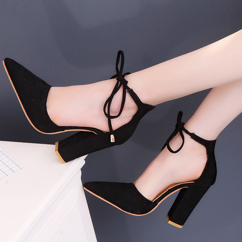 Grazia | Pointed Toe Ankle Strap Block Heel Pumps