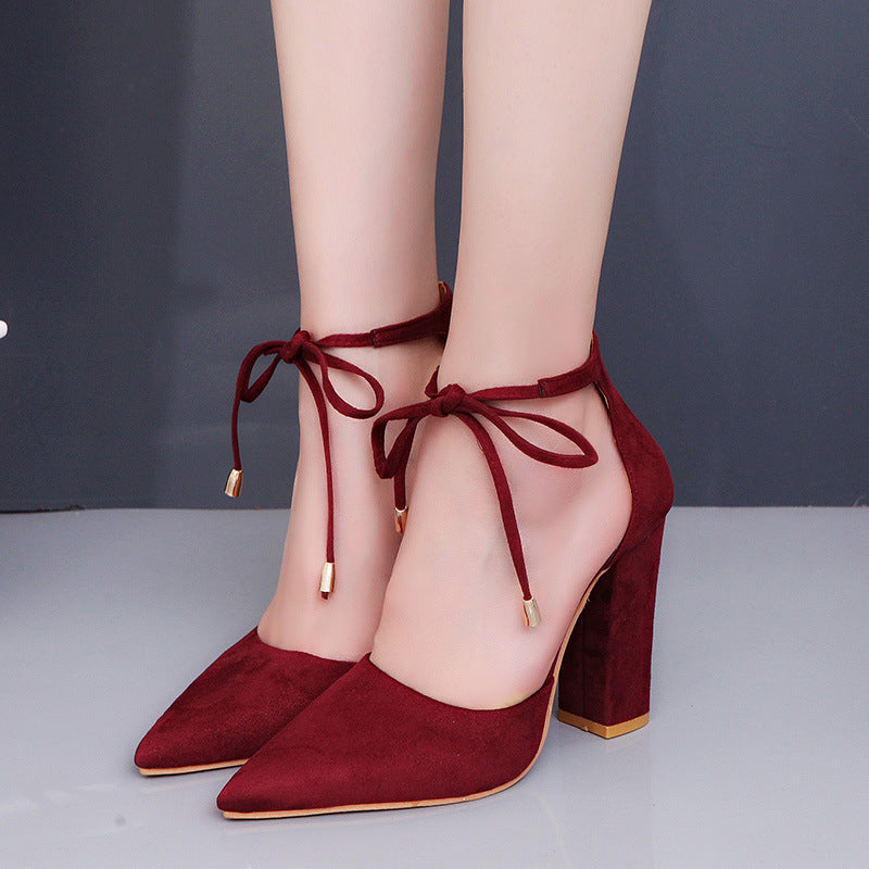 Grazia | Pointed Toe Ankle Strap Block Heel Pumps