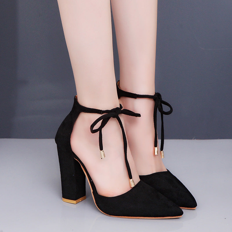 Grazia | Pointed Toe Ankle Strap Block Heel Pumps