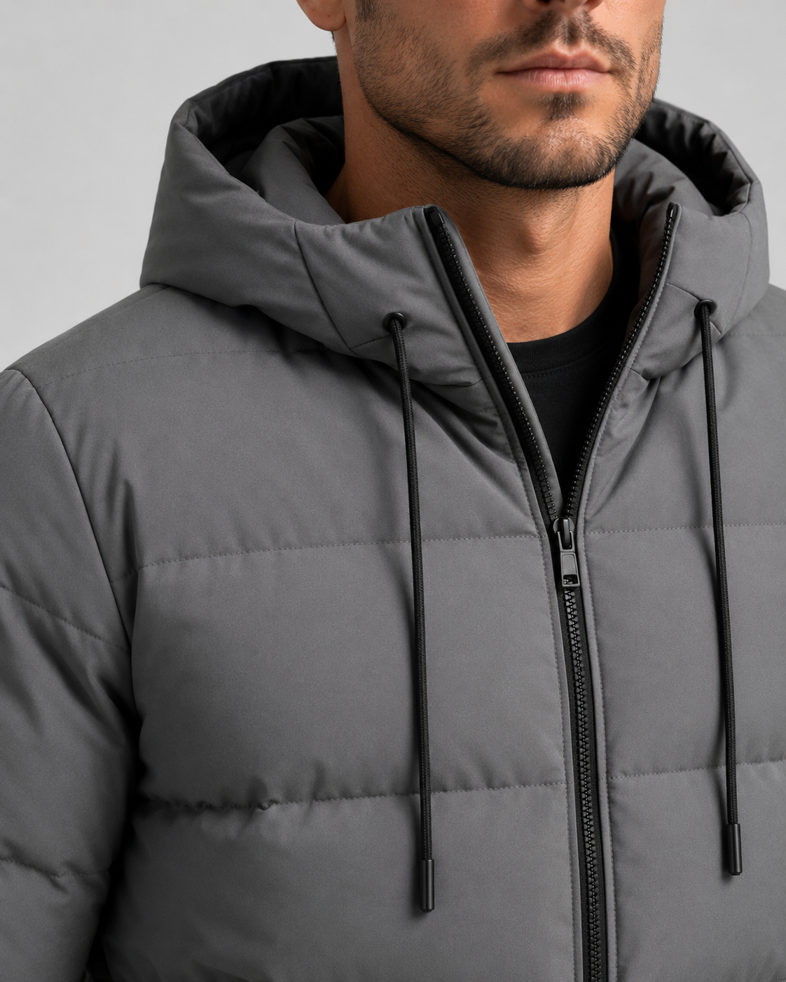 Gregory hooded winter puffer jacket zip pockets - side view