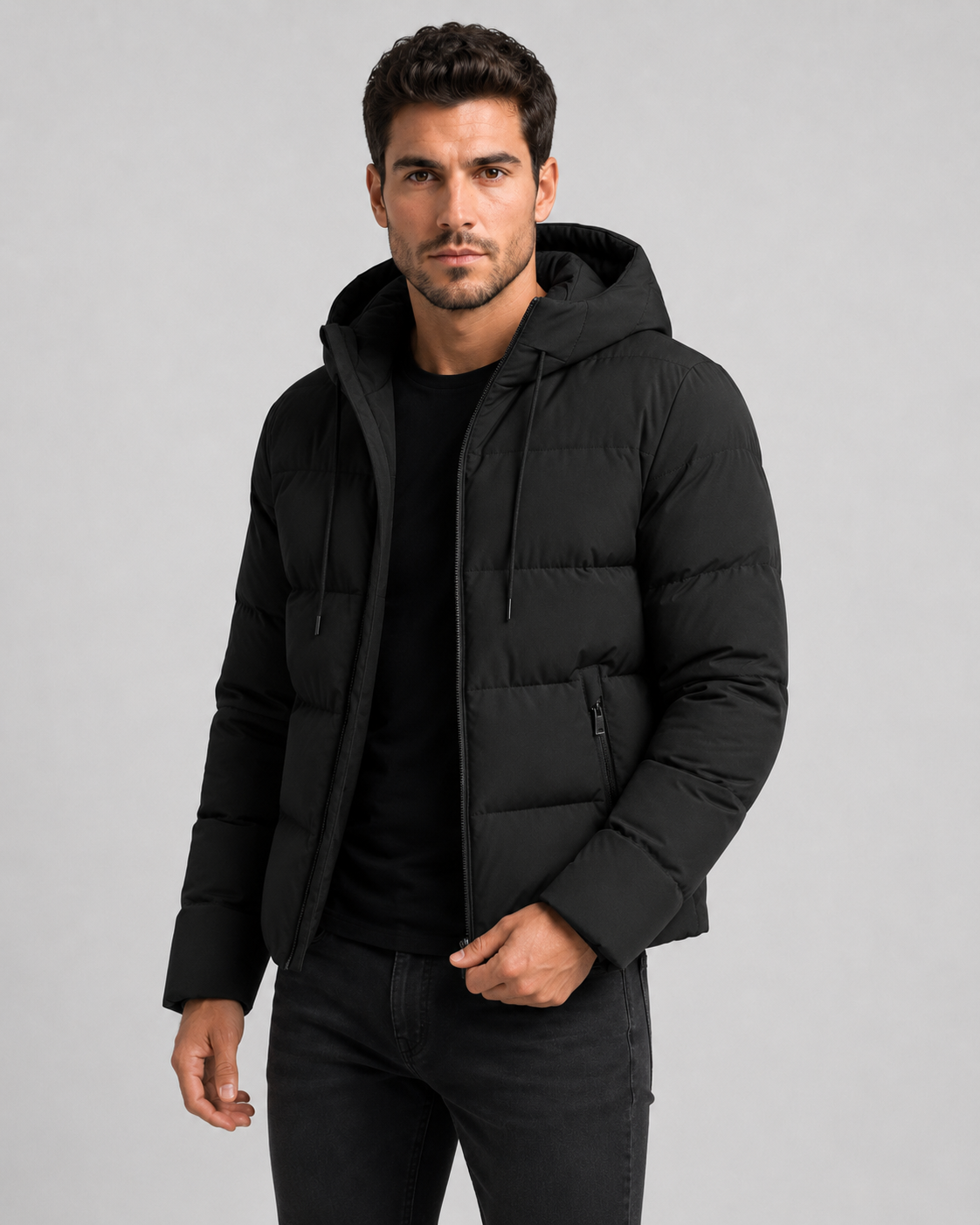 Gregory hooded winter puffer jacket zip pockets - hood detail