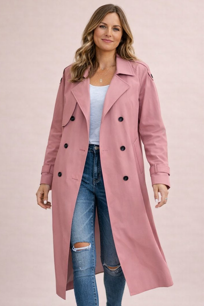 Gwendolyn double-breasted belted trench coat, pink