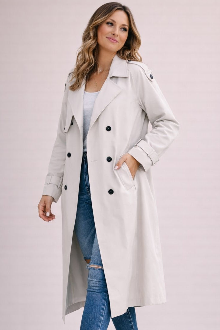 Gwendolyn double-breasted belted trench coat, white