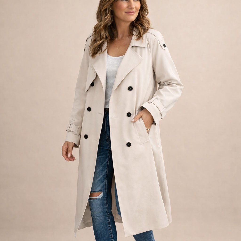Gwendolyn double-breasted belted trench coat, view 7