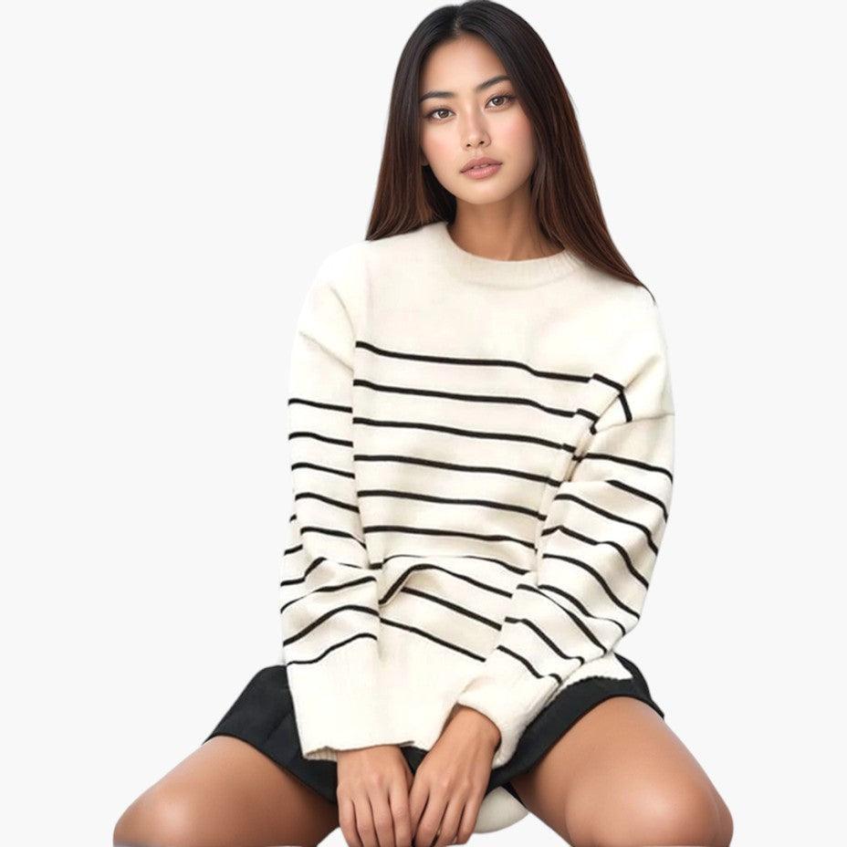 Harriet striped crew neck sweater - front view