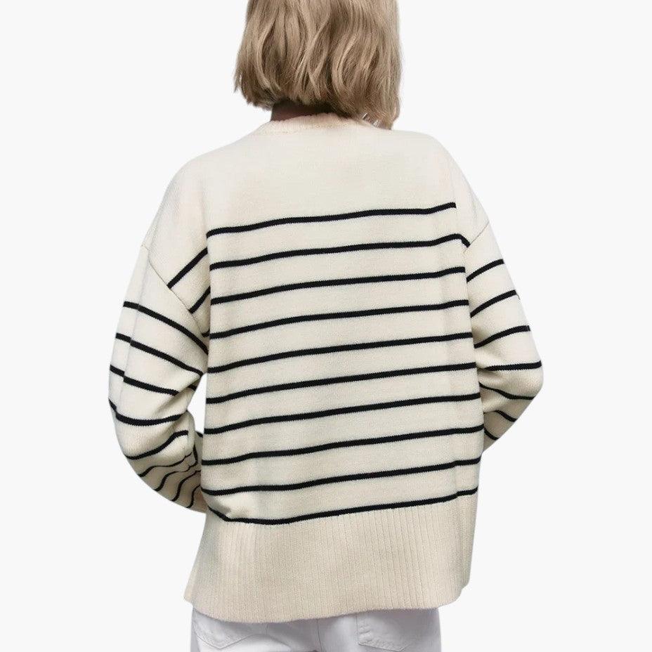 Harriet striped crew neck sweater - styled outfit