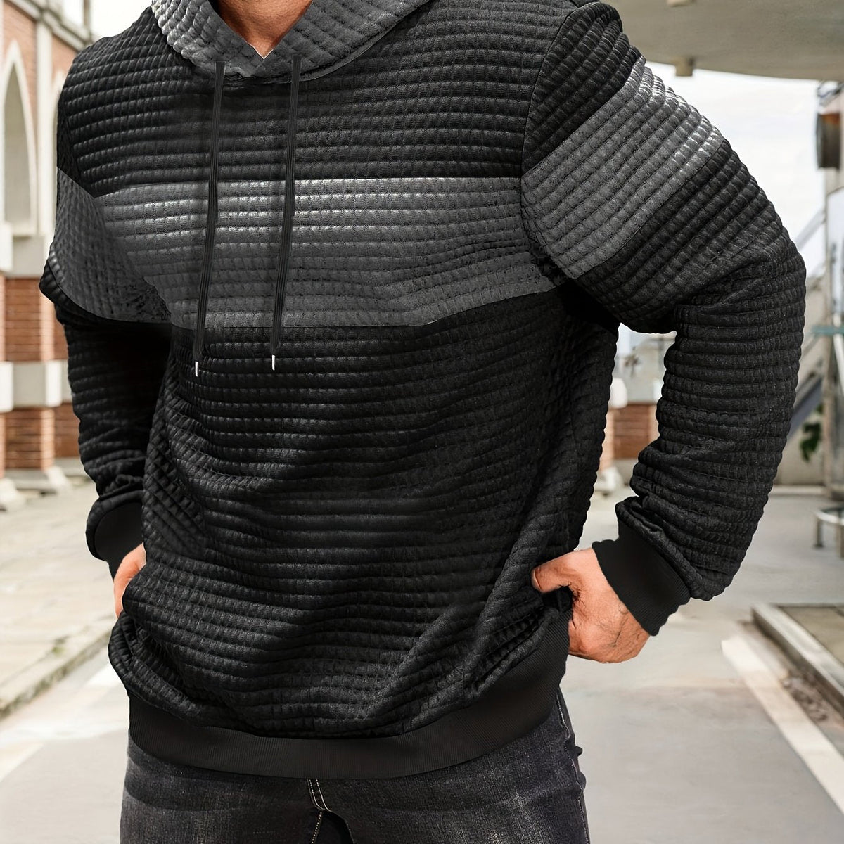 Hayes | Textured Color-Block Hoodie