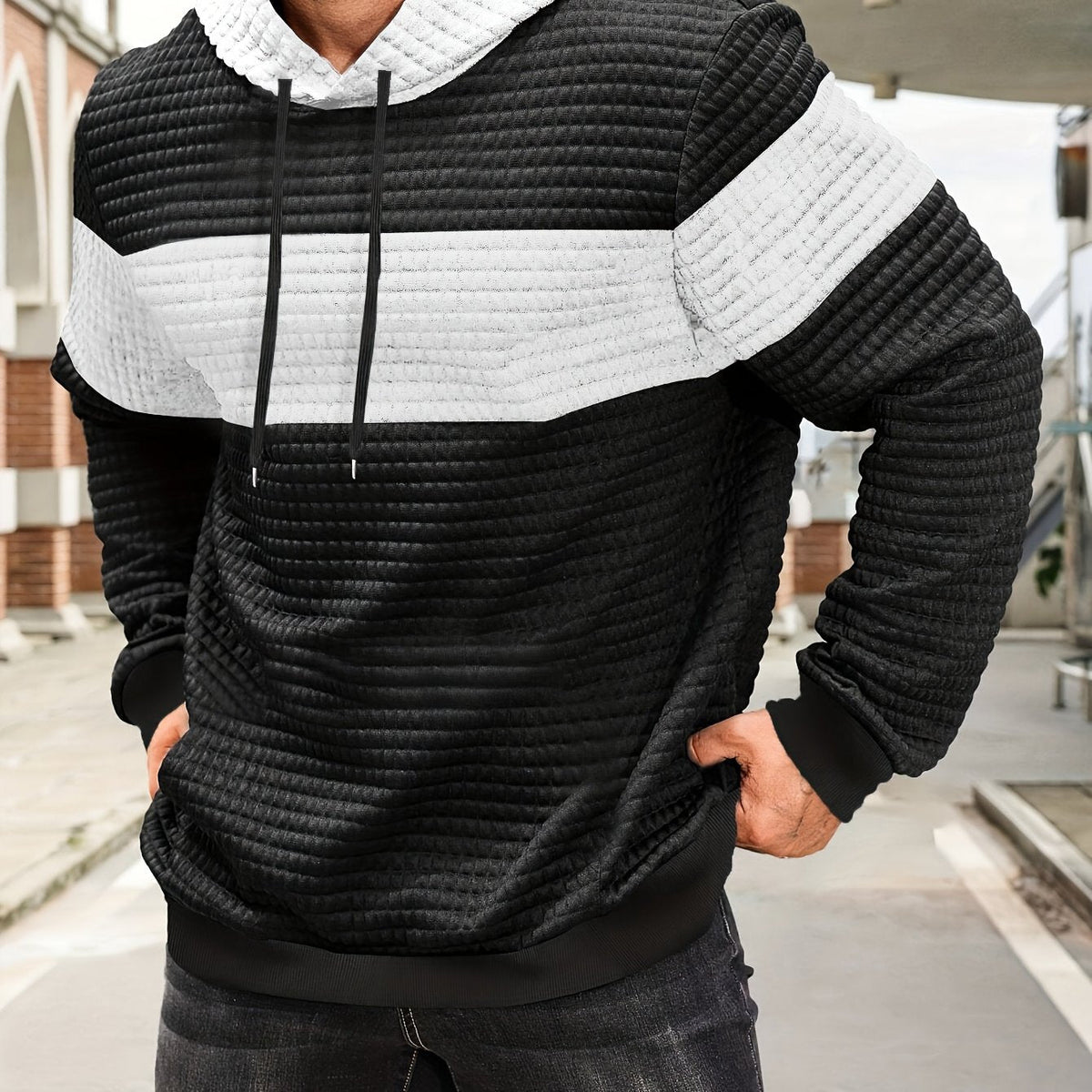 Hayes | Textured Color-Block Hoodie