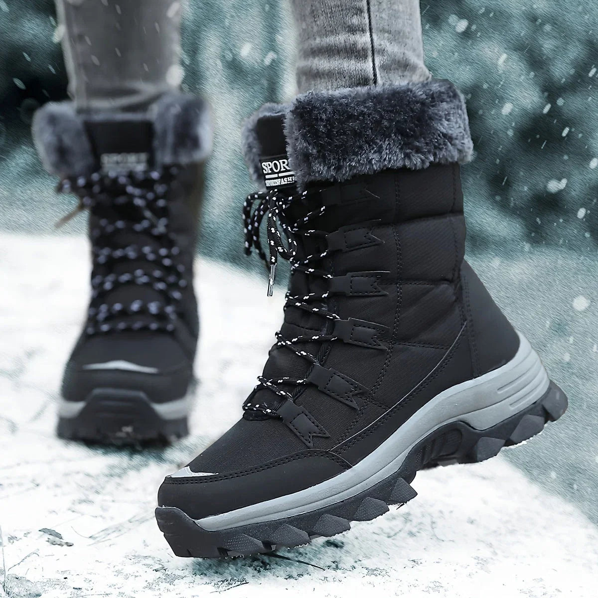 Helen insulated faux fur winter boots - styled outfit