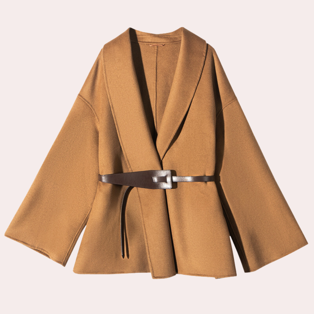 Helena belted open-front lapel coat, view 6