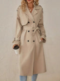 Henrietta double-breasted trench coat with belted cuffs, beige