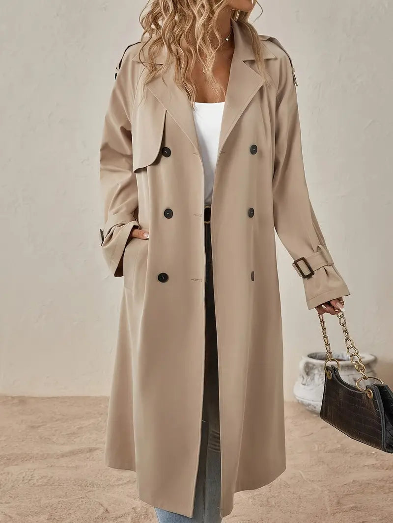 Henrietta double-breasted trench coat with belted cuffs, view 2