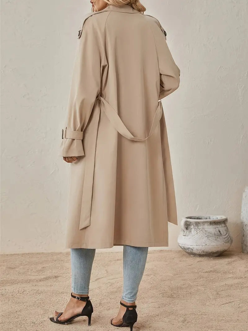 Henrietta double-breasted trench coat with belted cuffs, view 4