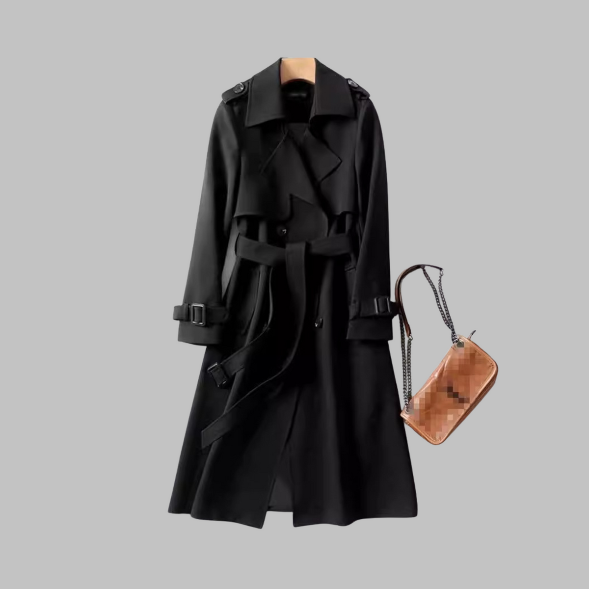 Honora knee-length loose fit coat, black