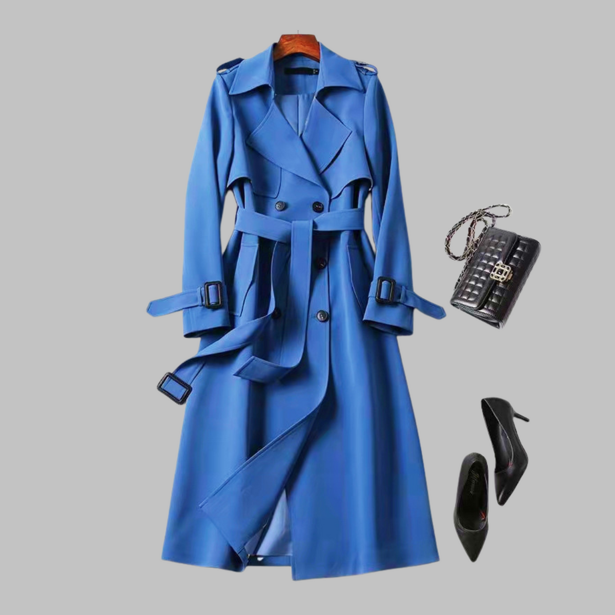 Honora knee-length loose fit coat, blue