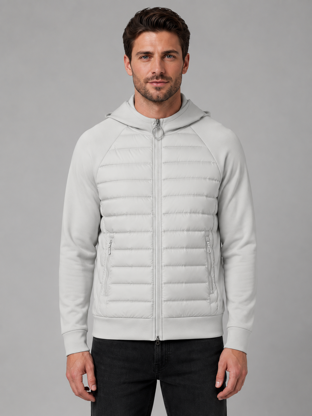 Howard hooded quilted jacket stretch sleeves - hood detail