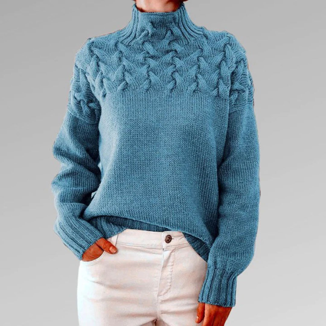 Ianthe cable knit turtleneck sweater, light blue