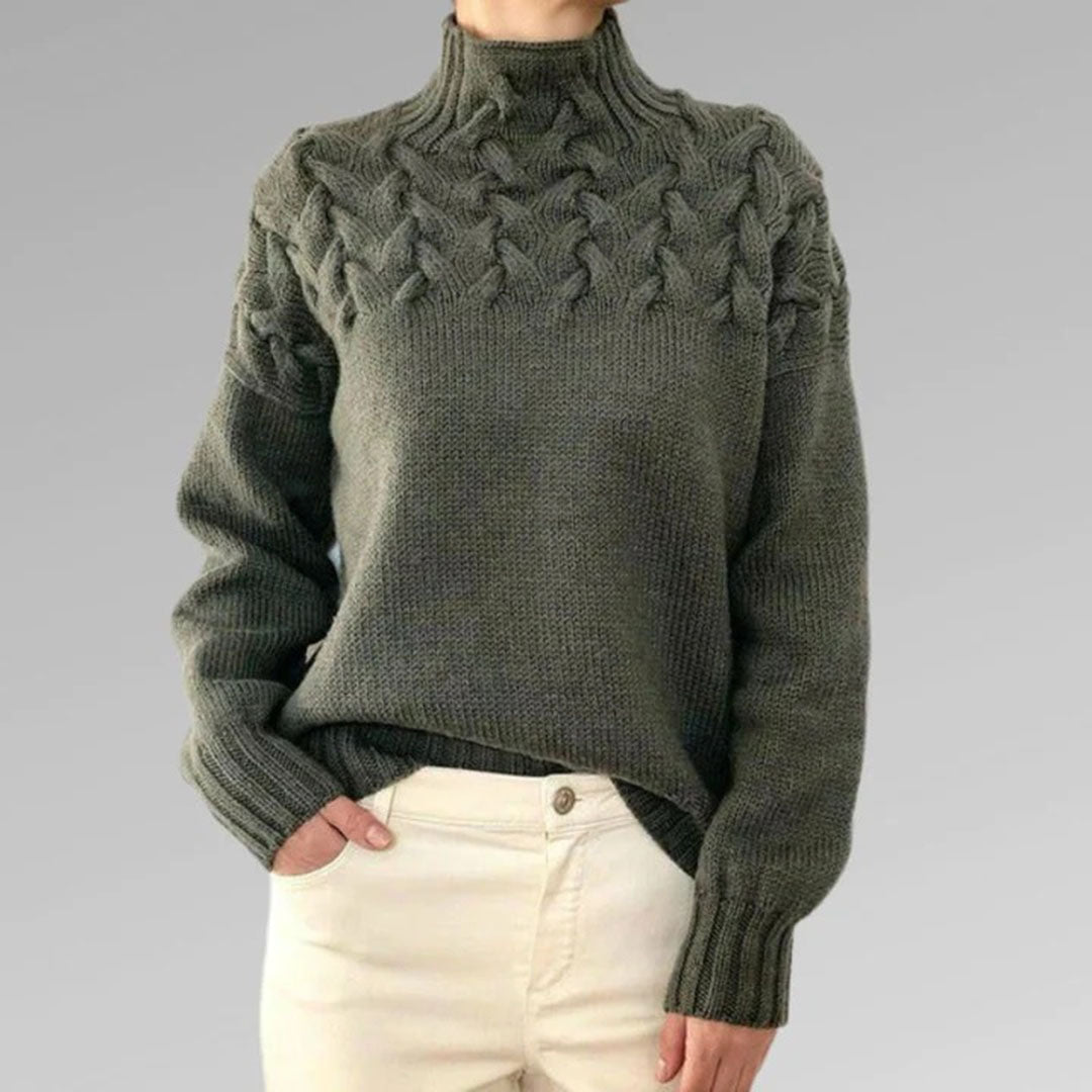 Ianthe cable knit turtleneck sweater, gray