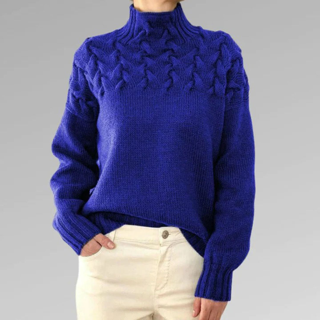 Ianthe cable knit turtleneck sweater, blue