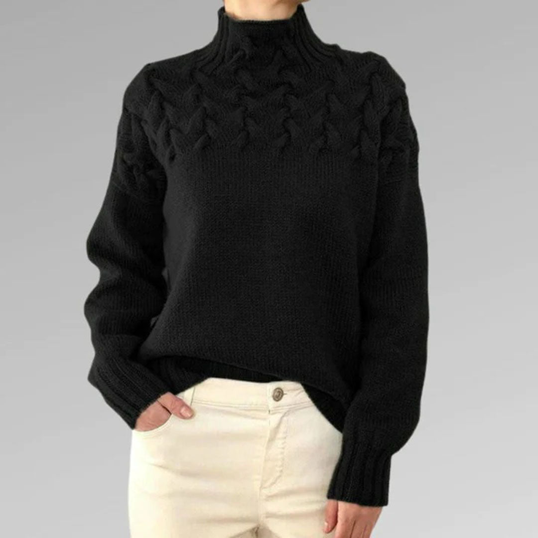 Ianthe cable knit turtleneck sweater, black