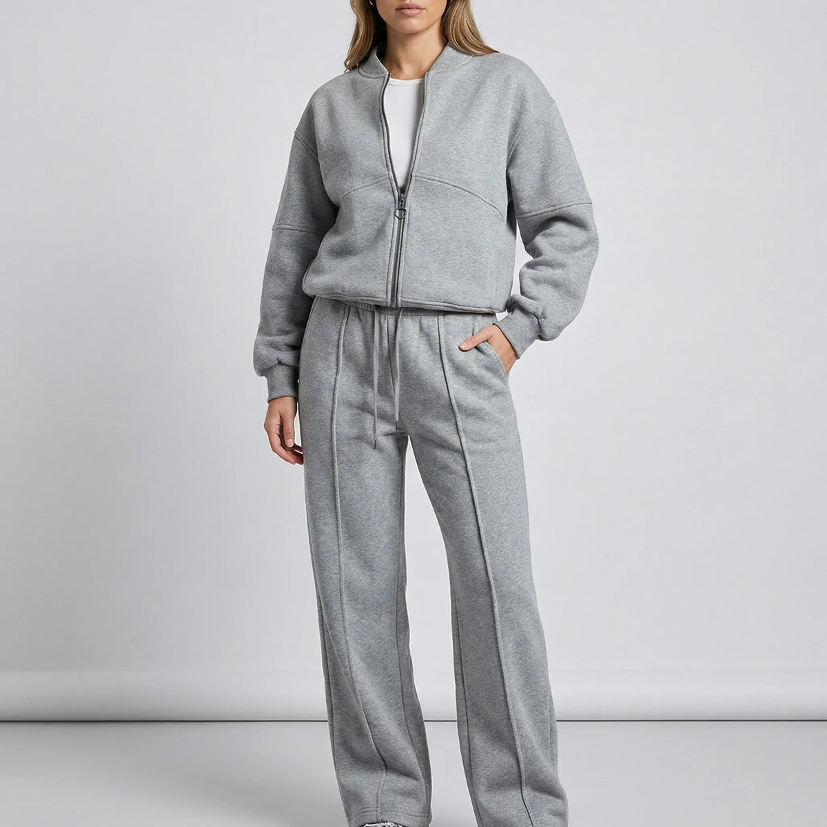 Idony zip jacket and jogger co-ord set, gray