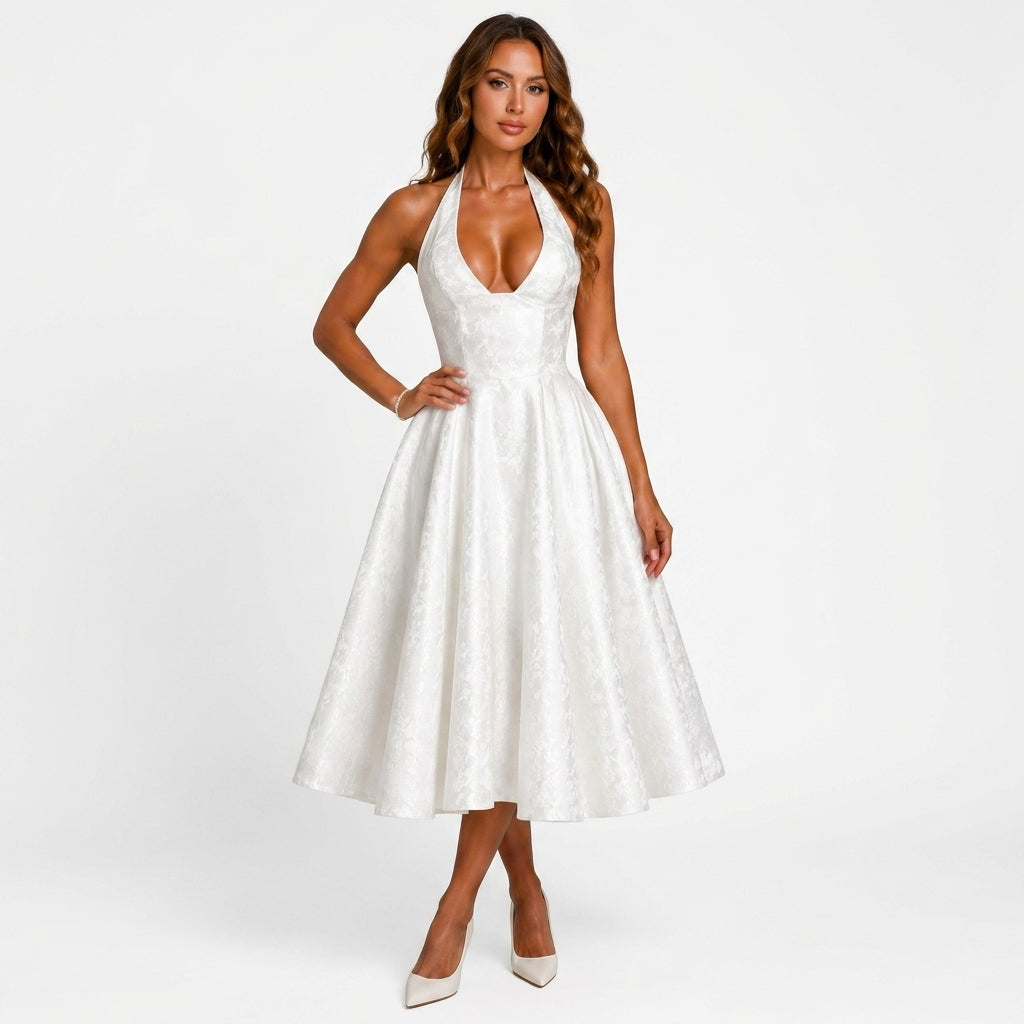 Ilona | Halterneck Wedding Guest Midi Dress