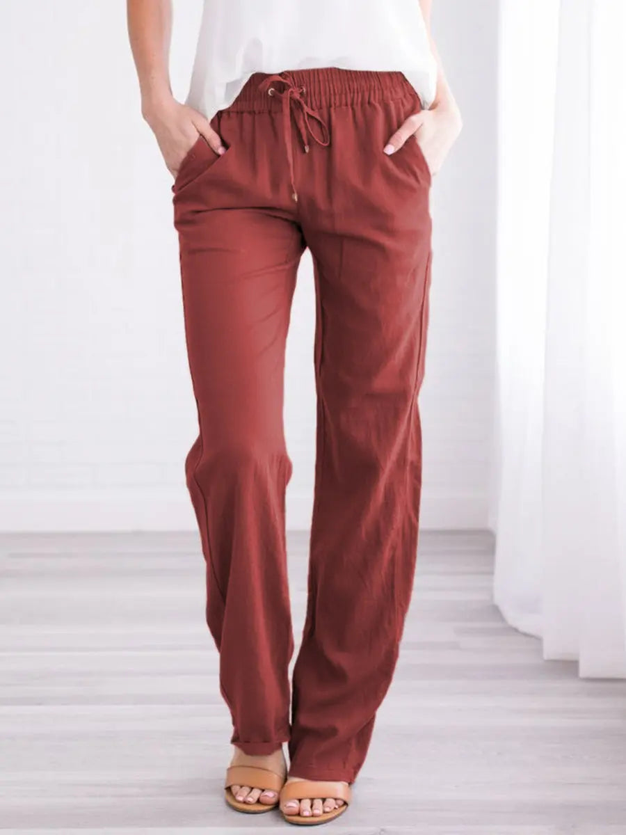 Ines linen trousers side pockets - full look 2