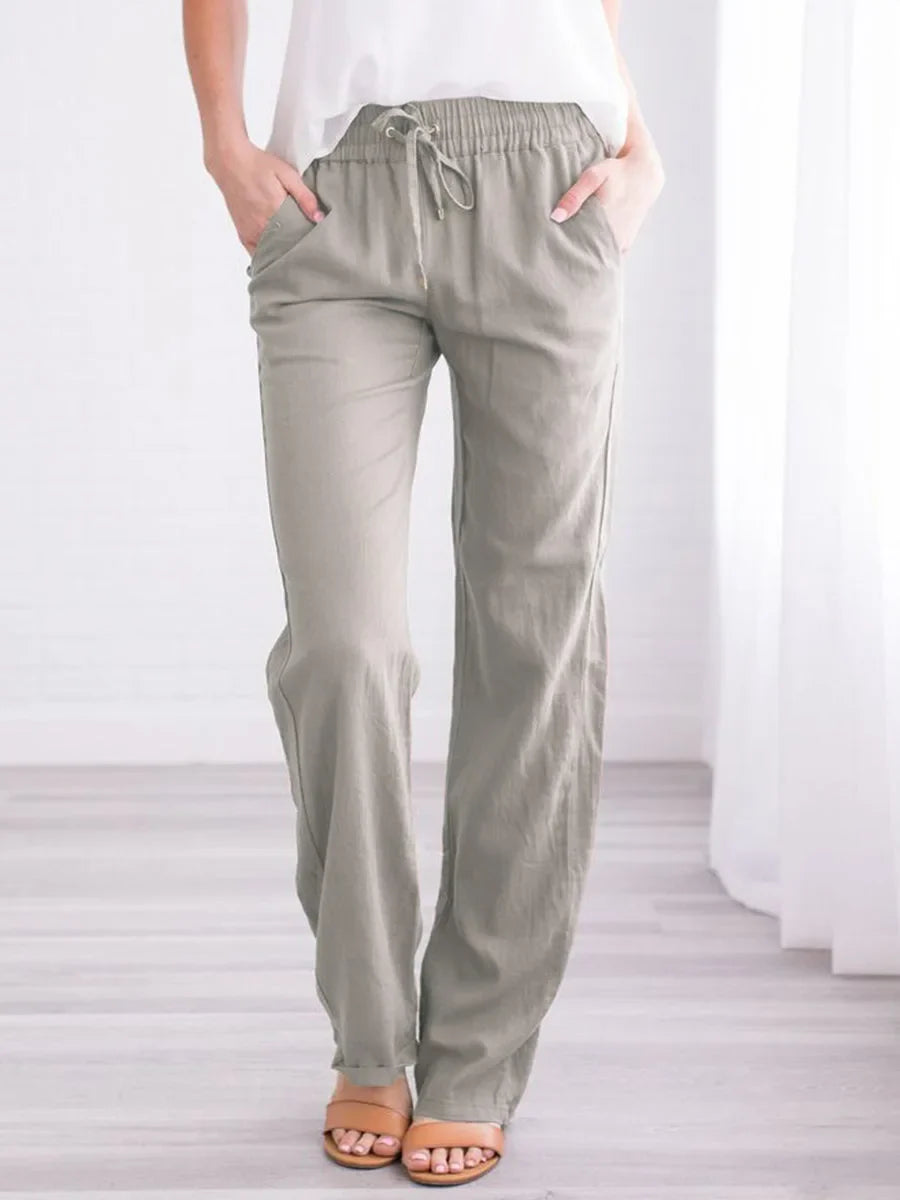 Ines linen trousers side pockets - side view