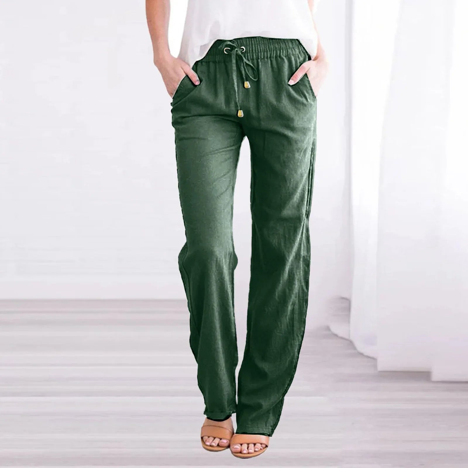 Ines linen trousers side pockets - styled outfit