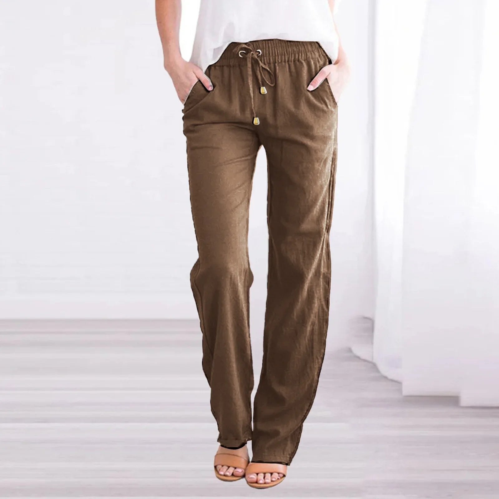 Ines linen trousers side pockets - color options 1