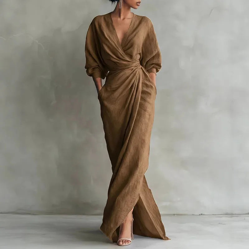 Isadora | Women's V-Neck Wrap Maxi Dress