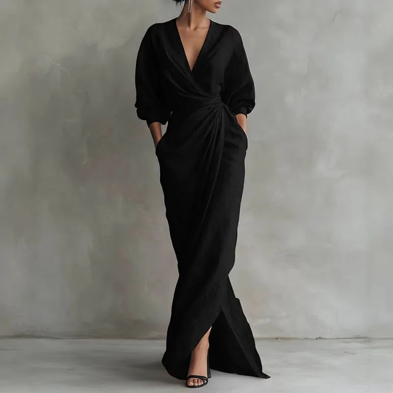 Isadora | Women's V-Neck Wrap Maxi Dress