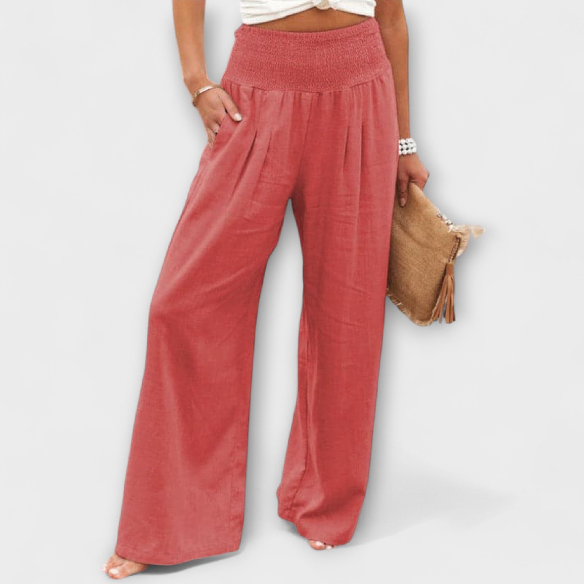 Isla high waist relaxed fit pants - front view