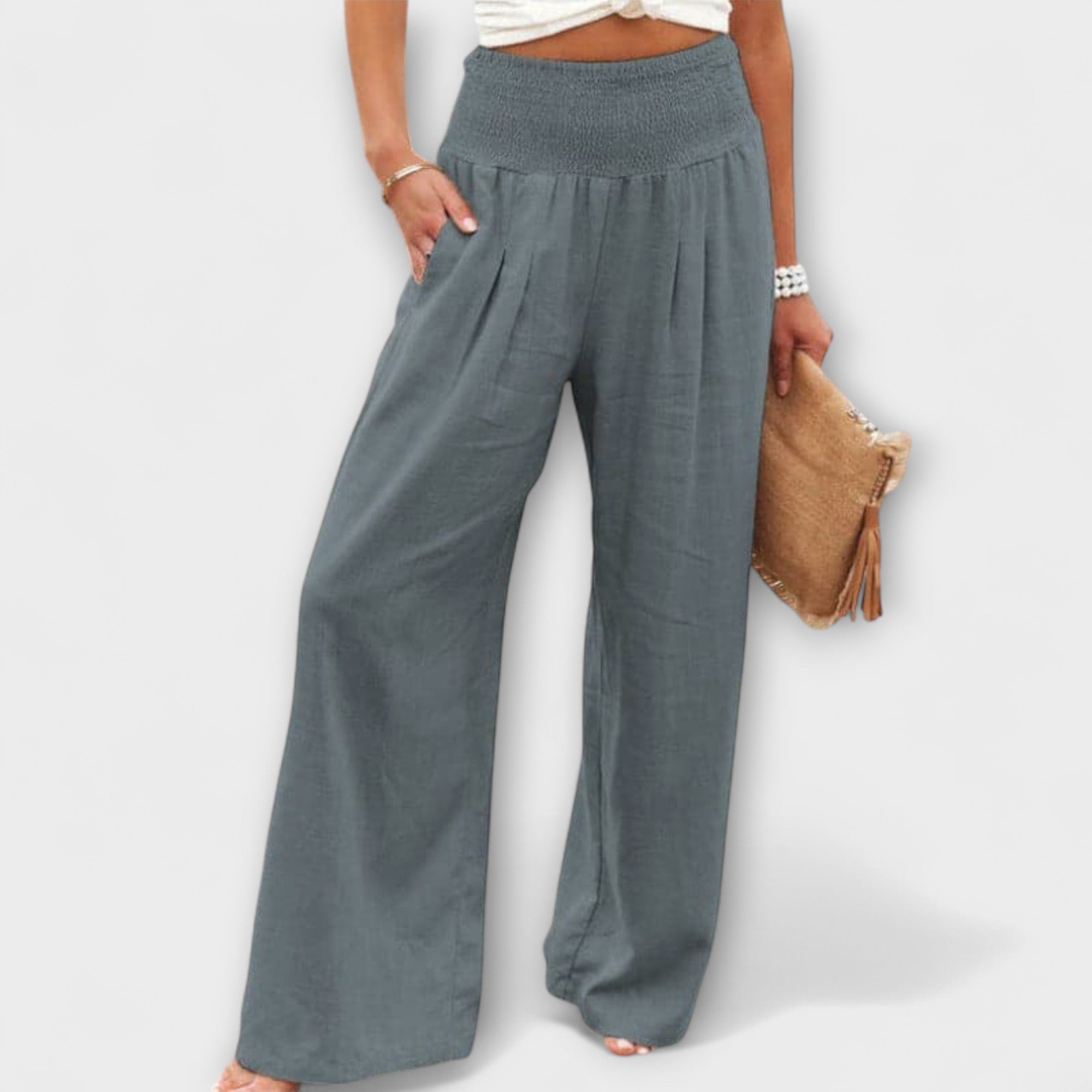 Isla high waist relaxed fit pants - color Gray