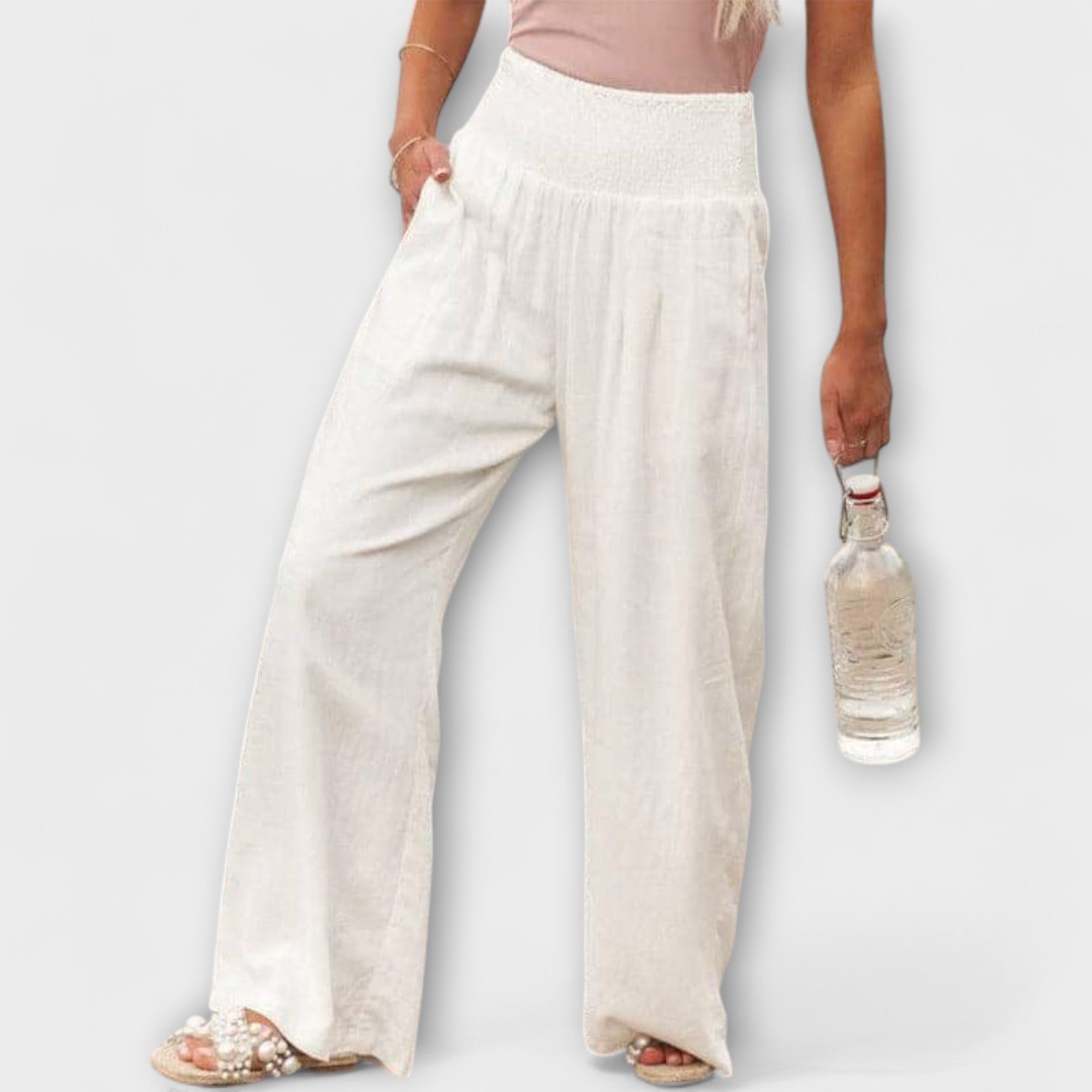 Isla high waist relaxed fit pants - color White