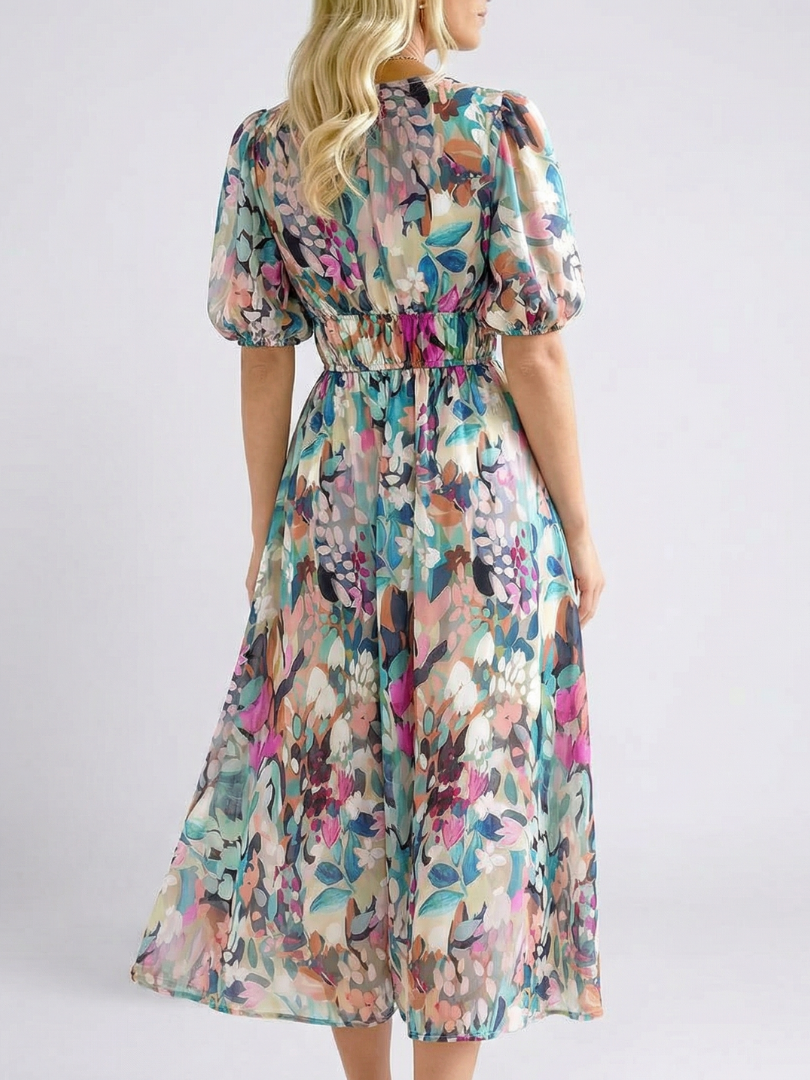 Jasmine | Women's Floral V-Neck Midi Dress