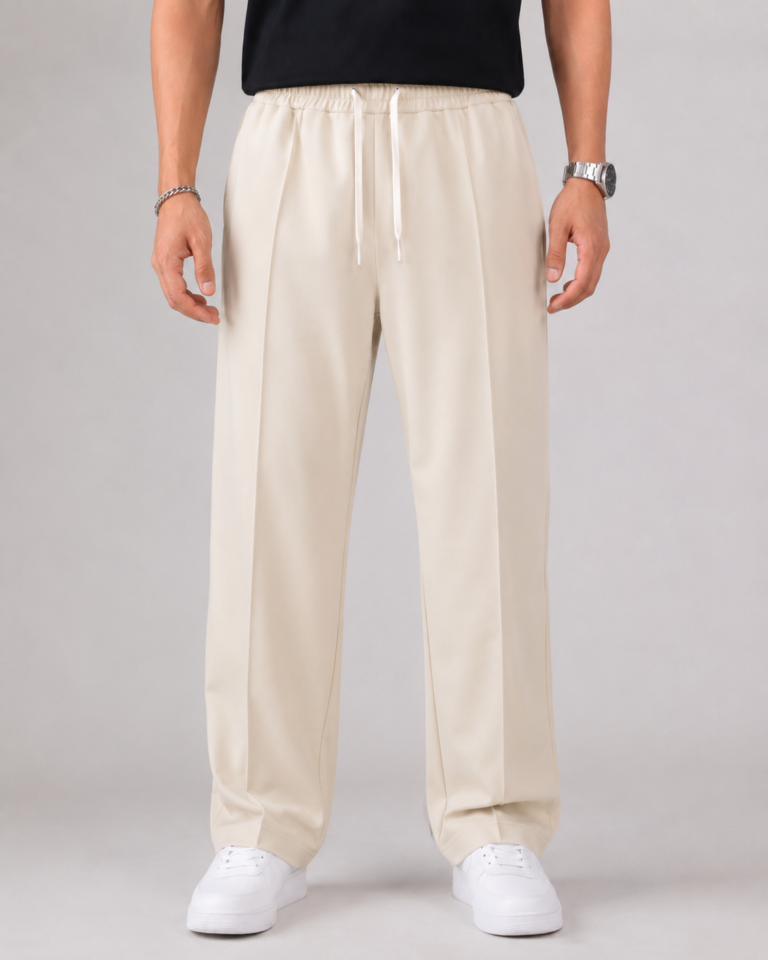 Jeffrey elastic waist drawstring trousers - waistband detail
